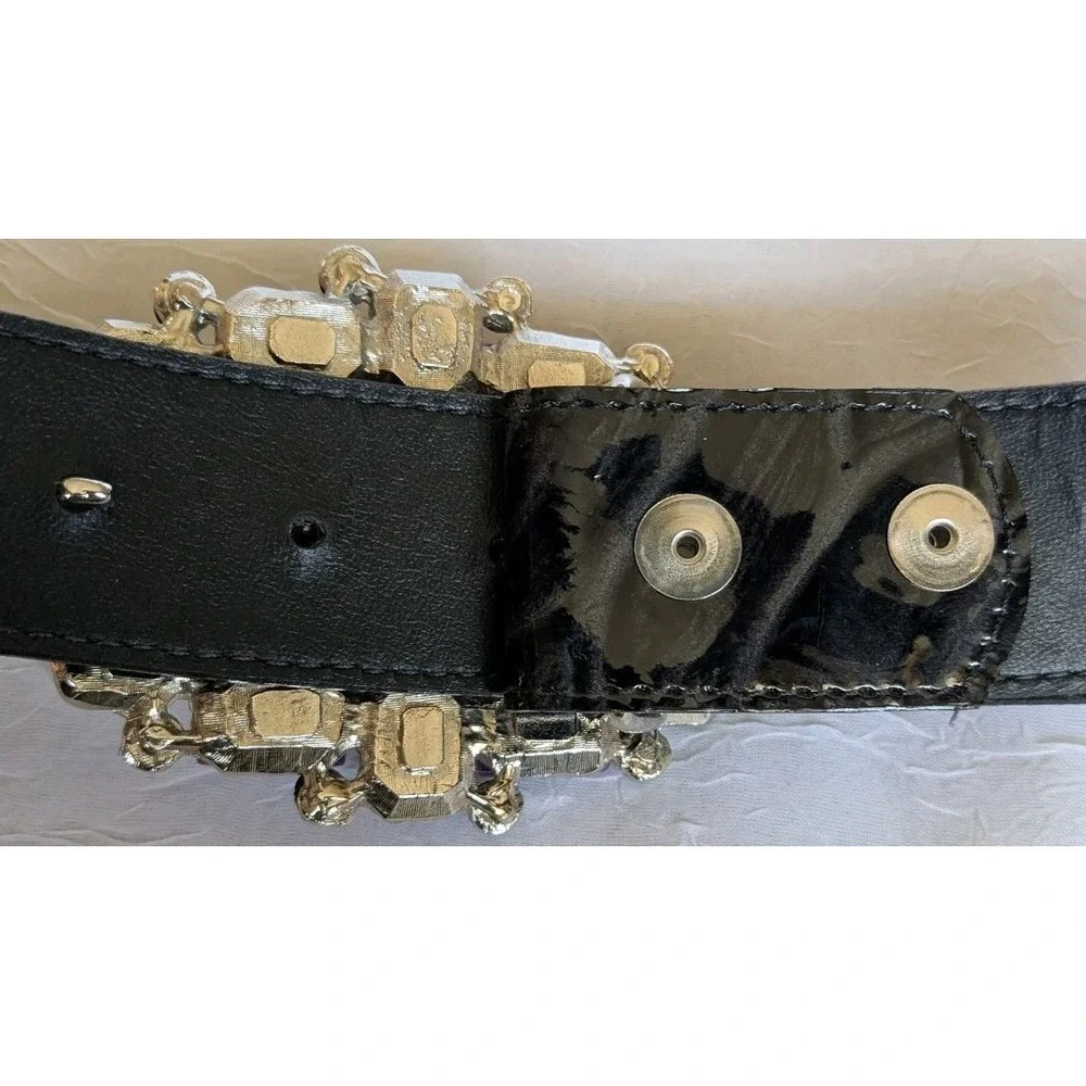 Jana Kos Belt Leatherock Buckle Rhinestones Chunky Fashion Purple Funky Cute S32